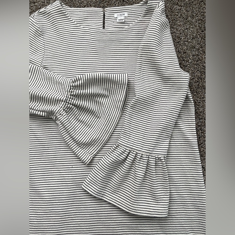 J. Crew Gray Sheath Dress with Bell Sleeves Medium size black and white cotton - Picture 7 of 15